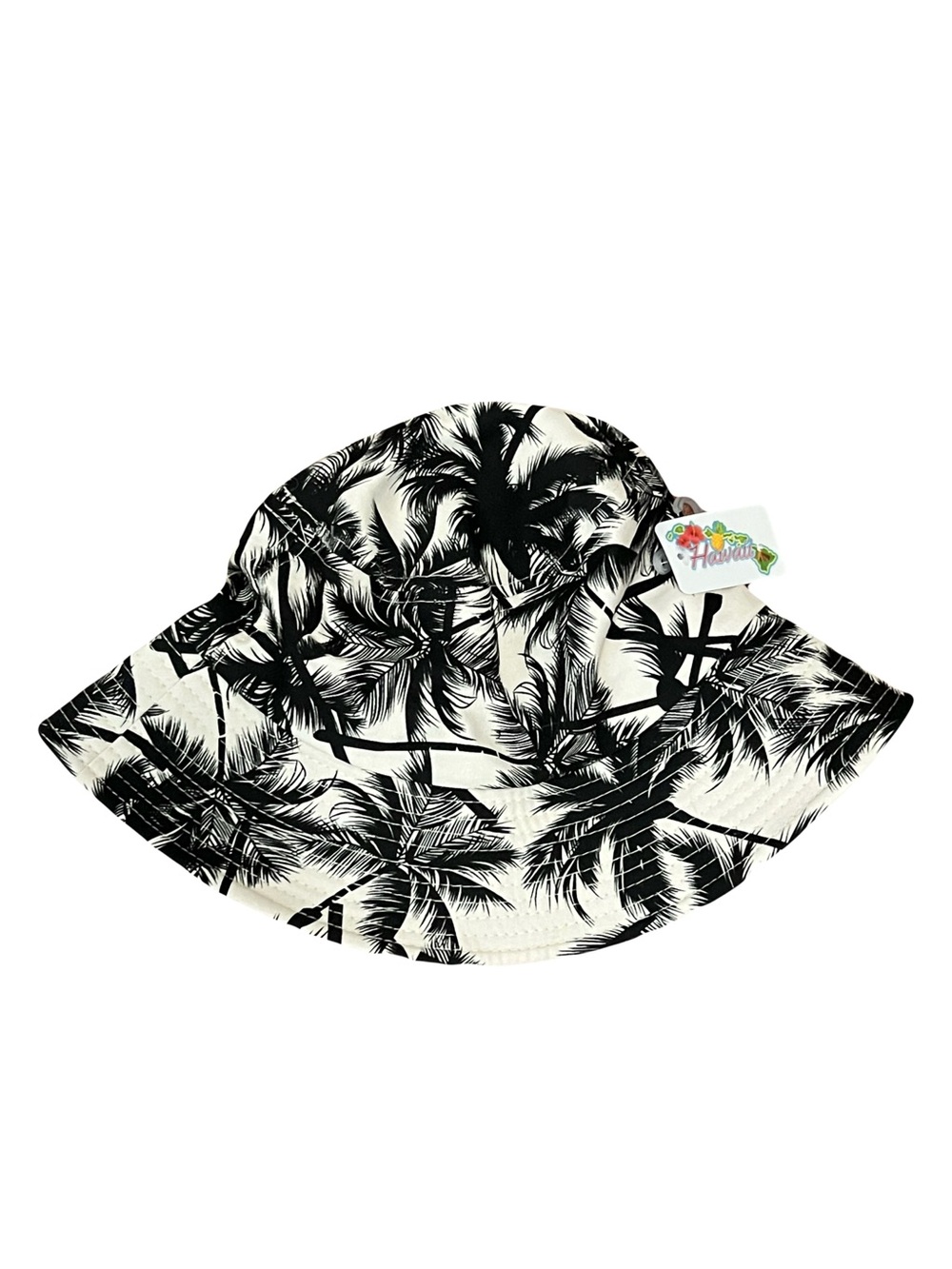 NWT Hawaii Black & White Palm-Print Unisex Bucket Hat